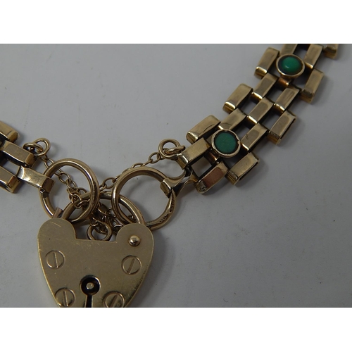 210 - Stunning 9ct Gold Gate Bracelet Set with Cabochons: Weight 13.5g