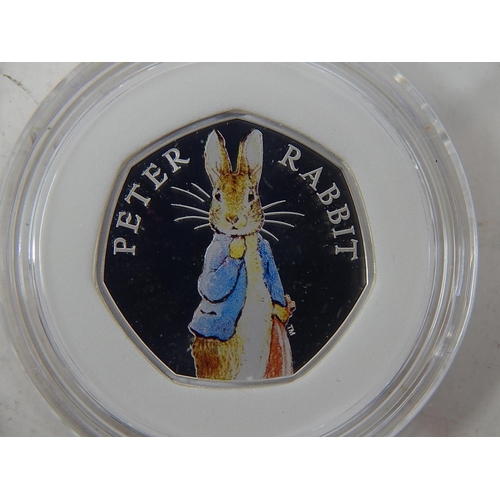 18 - Beatrix Potter Peter Rabbit Proof Silver 50p; The Gruffalo and Mouse 2019 Proof Silver 50p both in R... 