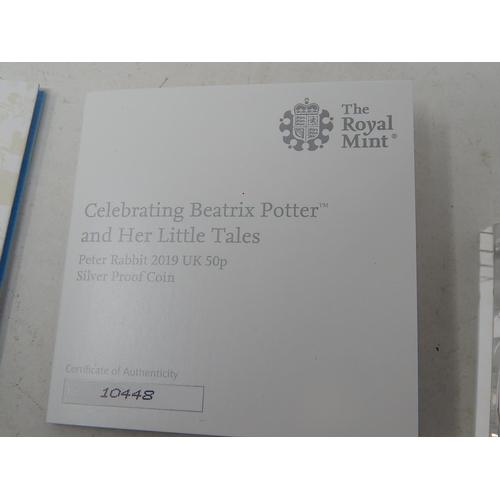 18 - Beatrix Potter Peter Rabbit Proof Silver 50p; The Gruffalo and Mouse 2019 Proof Silver 50p both in R... 