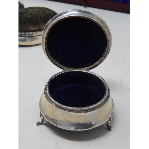 220 - Quantity of Hallmarked Silver & Silver Mounted Wares Including a Ring Box, Bud Vase, Boxed Napkin Ri... 