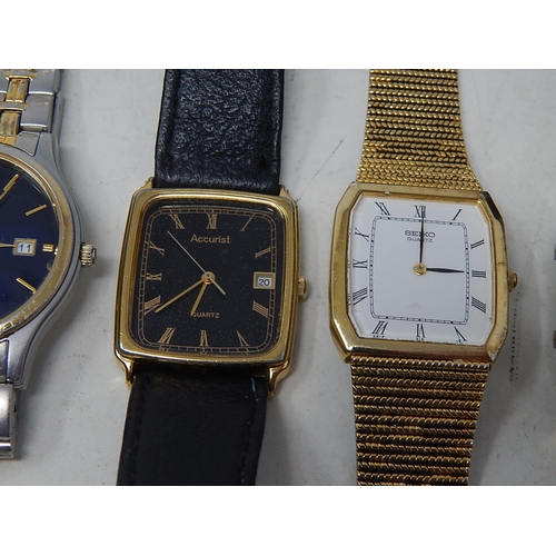 224 - 8 x Gentleman's Vintage Wristwatches Including Omega, Rotary, Seiko, Pulsar etc together with a Red ... 