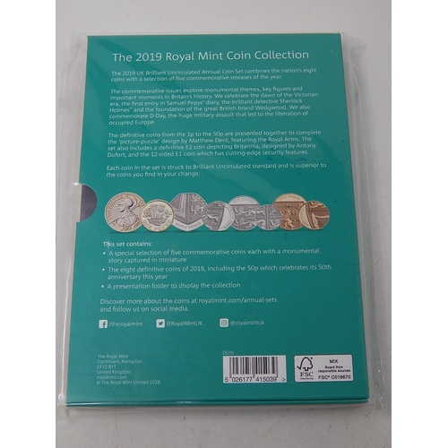 136 - 2019 United Kingdom Brilliant Uncirculated Annual Coin Set in Royal Mint pack of issue