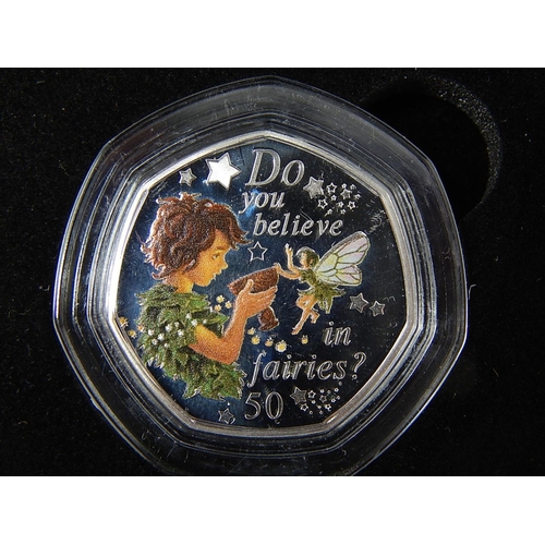 138 - Isle of Man 2020 Silver Proof Peter Pan 50p in case of issue about as struck with COA