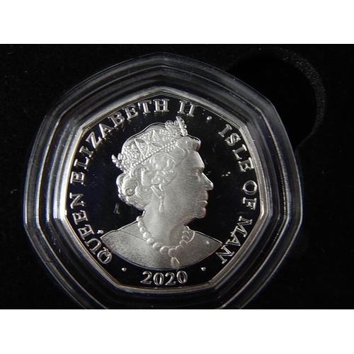 138 - Isle of Man 2020 Silver Proof Peter Pan 50p in case of issue about as struck with COA