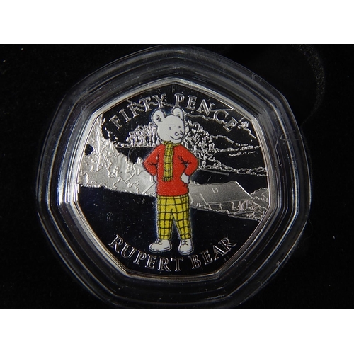 139 - Isle of Man 2020 Rupert Bear Silver Proof 50p coin in case of issue with COA