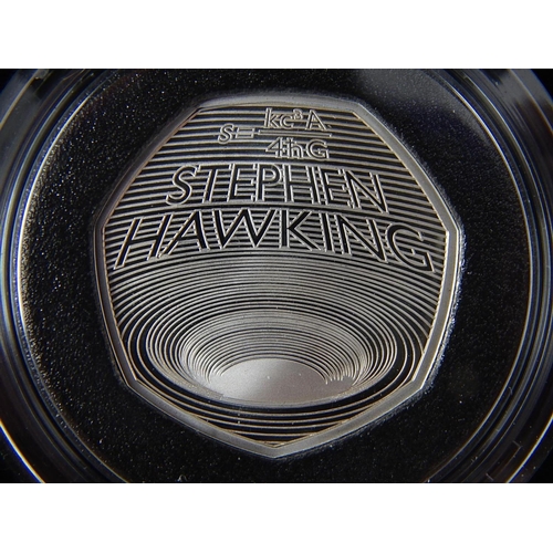 140 - Innovation in Science Black Holes 2019 Stephen Hawkins Commemorative Silver Proof 50p in Royal Mint ... 