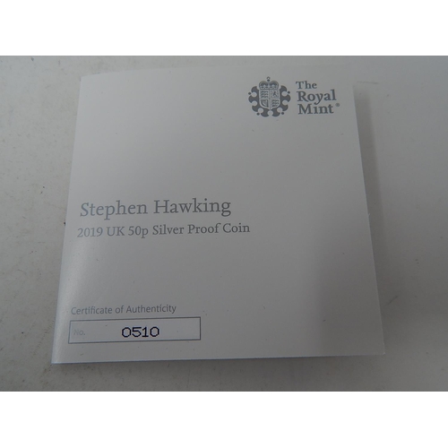 140 - Innovation in Science Black Holes 2019 Stephen Hawkins Commemorative Silver Proof 50p in Royal Mint ... 