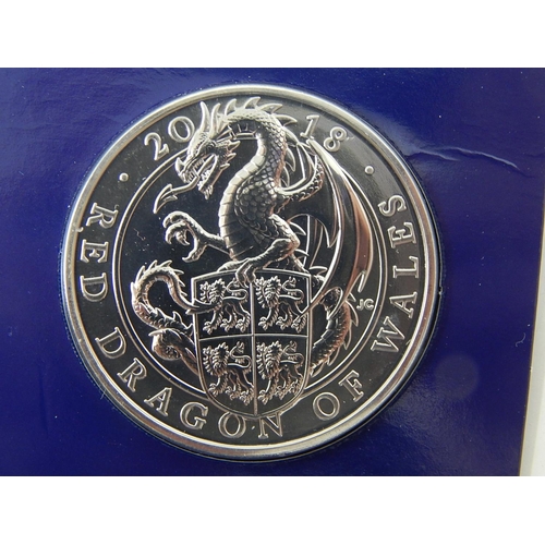 108 - The Queens Beasts Yale of Beaufort, Lion of England, Unicorn of Scotland and Red Dragon of Wales £5 ... 