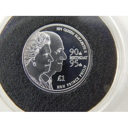 97 - The Queen and Prince Philip Solid Silver Proof £1 coin 2016 with COA; The Platinum Wedding Anniversa... 