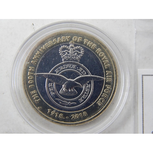 98 - South Georgia 2020 colourised 50p with COA and pouch; 2018 RAF Spitfire £2 coin; another £2 coin; Je... 