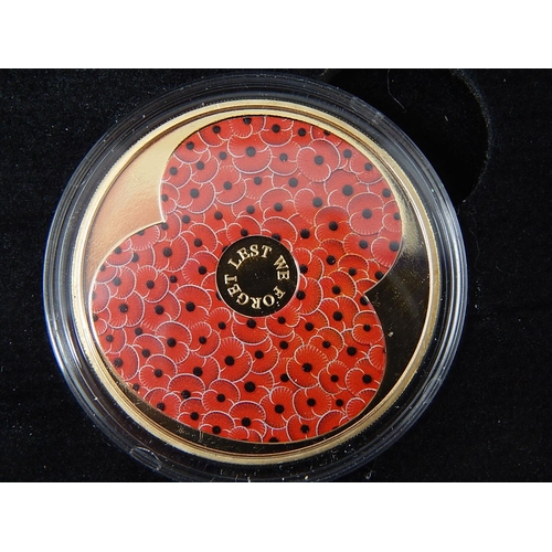 89 - Jersey 2018 Remembrance Poppy Proof £5 24ct Gold Plated; Limited Edition Sandringham House £2 dated ... 