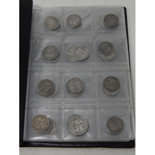 70 - George II Silver 3d 1739; Coin Collectors album containing a collection of 40 various Silver 3d some... 