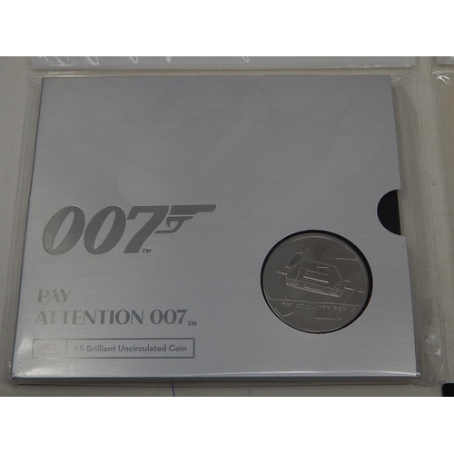 79 - Pay Attention 007 £5 coin; Shaken not Stirred £5 coin; 2009 Countdown to Olympic £5 coin; British Re... 