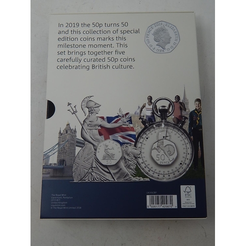 23 - Royal Mint Celebrating 50 Years of the 50p 2019 British Culture Set inc New Kew Gardens in case of i... 