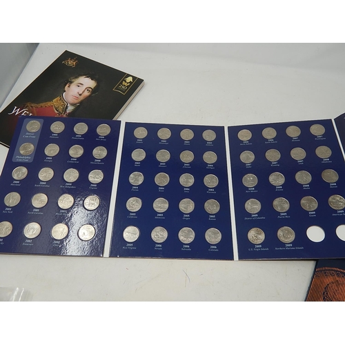 65 - Wellington Life and Legacy 2019 Colour Enhanced coin in folder; USA set of State Quarters 1999-2009 ... 