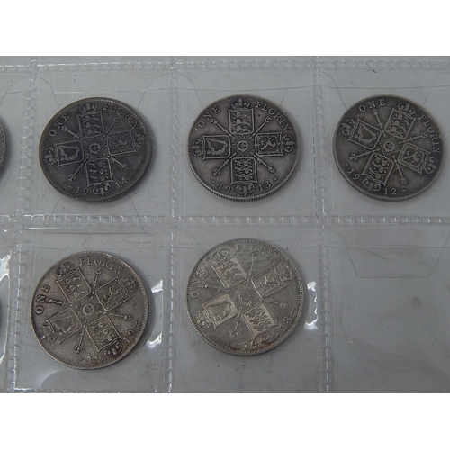 71 - Collection of George V Silver Florins from 1911 to 1919 generally Fine, a couple better