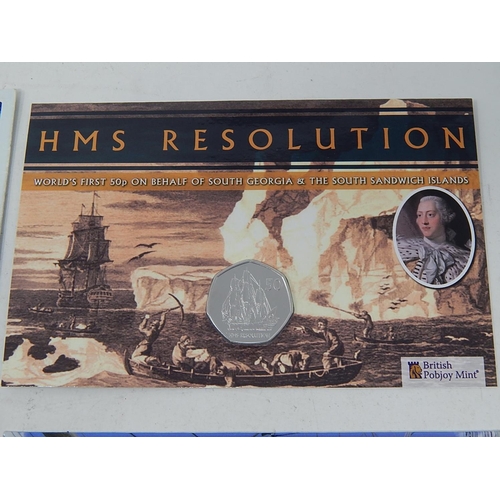 119 - HMS Resolution 2020 50p Diamond Finish in Pobjoy Mint pack; Cutty Sark 2020 50p Diamond Finish in Po... 