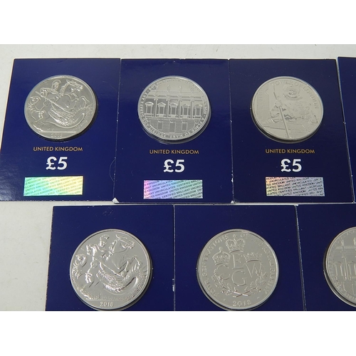 110 - Collection of 10 x £5 Commemorative coins all in sealed cards