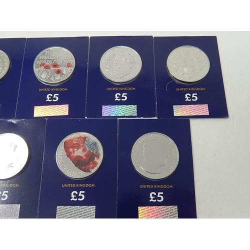 111 - Collection of 10 x £5 Commemorative coins all in sealed cards