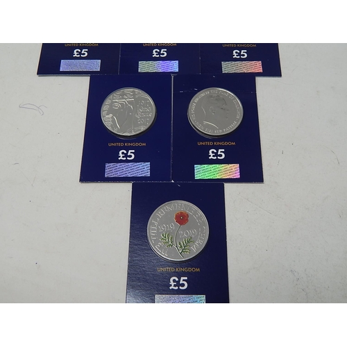 111 - Collection of 10 x £5 Commemorative coins all in sealed cards