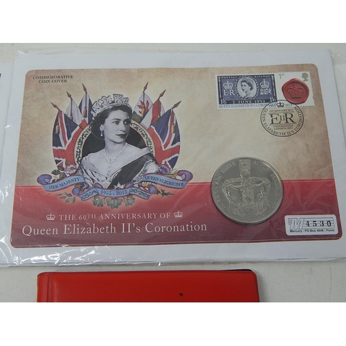 130 - Jersey/Guernsey 2019 50p in cards; QEII £5 coin on PNC cover; collection of 35 x 20p coins in collec... 