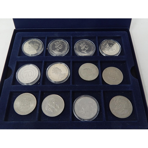 147 - A collection of £5 Commemorative Coins and other Crown Size World and GB issues all housed in a 2-tr... 