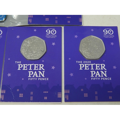 151 - Isle of Man Peter Pan 50p 2019 carded; Isle of Man Peter Pan 50p 2020 Carded(3); Guernsey Concorde 5... 