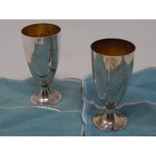 164 - Pair of Small Tiffany & Co Sterling Silver Goblets in Tiffany & Co Pouches