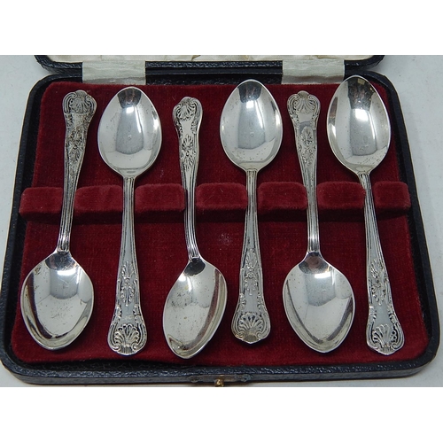 175 - Set of 6 x Viners Silver Teaspoons in fitted case weight approx 120g