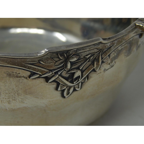 228 - French Art Nouveau Silver Twin Handled Bowl with shaped rim and organic flowing decoration by Eugene... 