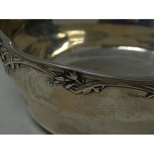 228 - French Art Nouveau Silver Twin Handled Bowl with shaped rim and organic flowing decoration by Eugene... 