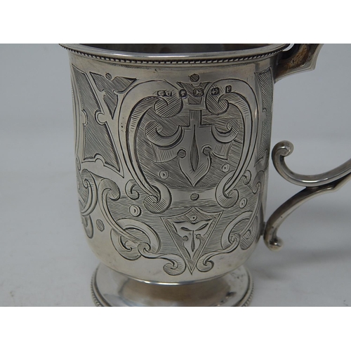 229 - Victorian Silver Christening Tankard: Hallmarked Birmingham 1864 by George Unite: Height 10.2cm: wei... 