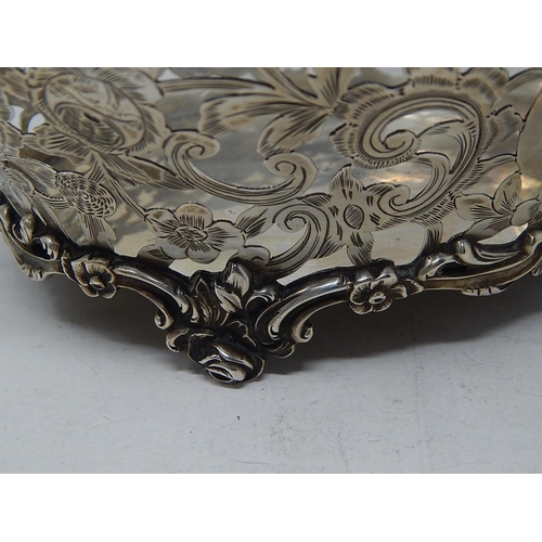 232 - Victorian Pierced Silver Bread Basket with rococo decoration & two blank cartouches: Hallmarked Lond... 