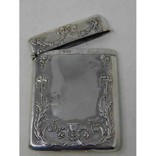 234 - Edwardian Silver Card Case with Hinged Top: Not Personalised: Hallmarked Chester 1909: Measures 9.5c... 