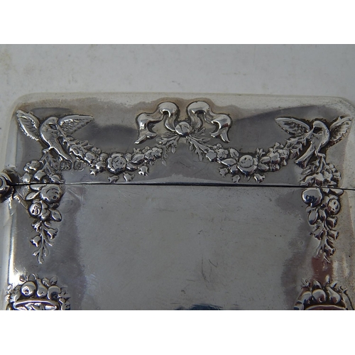 234 - Edwardian Silver Card Case with Hinged Top: Not Personalised: Hallmarked Chester 1909: Measures 9.5c... 