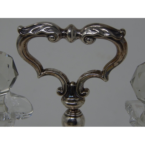 235 - George IV Silver Wood Based Cruet Stand with Two Cut Glass Bottles Sitting on Four Cast Shell Feet: ... 