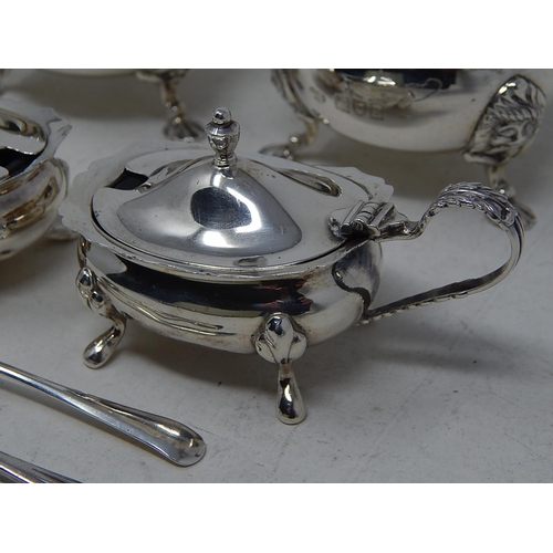 173 - Pair of Silver cauldron salts hallmarked London 1913 by Goldsmiths & Silversmiths together with a pa... 