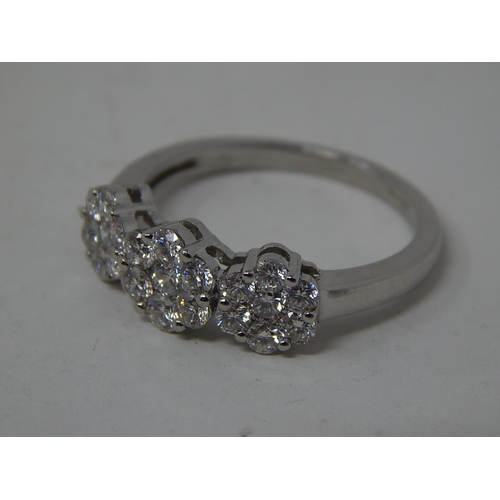 246 - 950 Platinum Ring Inset with 21 Brilliant Cut Diamonds Totalling 1.00ct: Ring Size N: Gross weight 4... 