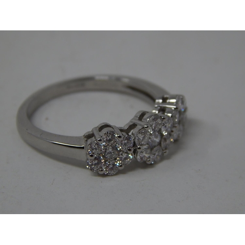 246 - 950 Platinum Ring Inset with 21 Brilliant Cut Diamonds Totalling 1.00ct: Ring Size N: Gross weight 4... 