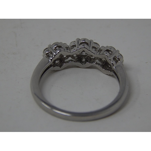 246 - 950 Platinum Ring Inset with 21 Brilliant Cut Diamonds Totalling 1.00ct: Ring Size N: Gross weight 4... 