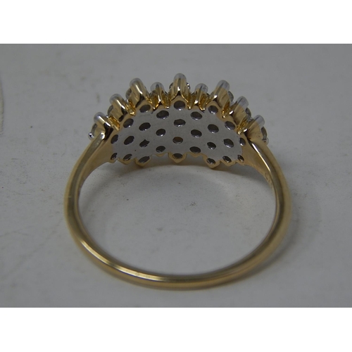 257 - 9ct Yellow Gold Ring Inset with 28 Brilliant Cut White Diamonds: Ring Size N: Gross weight 5.2g