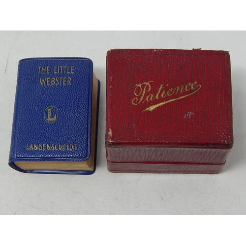 342 - The Little Webster Miniature Dictionary 1957 - Langenschetdt 319 & Vintage Patience Playing Cards, M... 