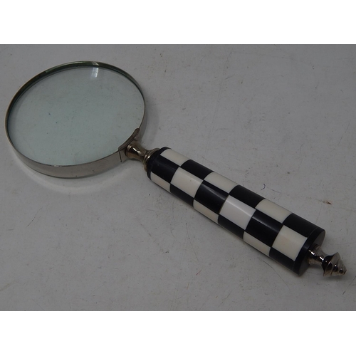 343 - Large Magnifying Glass with Chequered Handle.