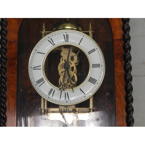 262 - Vienna Wall Clock: Walnut & Ebony Case with Glass Front & Sides: Complete with Weights & Pendulum: M... 