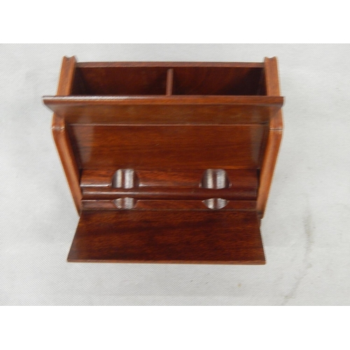 349 - Art Deco Wooden Cigarette Dispenser Formed as a Radio: Measures 18.5cm wide x 13cm high