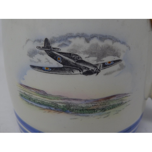 365 - Rare Shelley RAF Tankard Depicting a Fighter Plane with RAF Insignia to Reverse & Bearing Original R... 