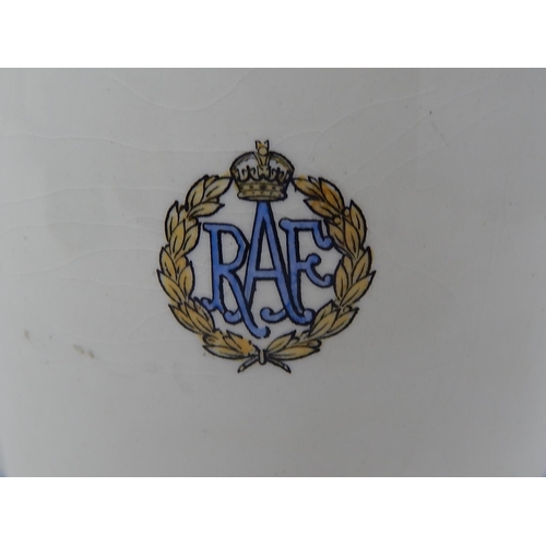 366 - Rare Shelley RAF Tankard Depicting a Reconnaissance Flight with RAF Insignia to Reverse: Green Signe... 