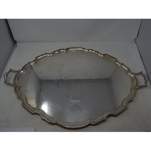 263 - Large Twin Handled Silver Regent Plate Tea Tray by Goldsmiths & Silversmiths, Bond St, London: Measu... 