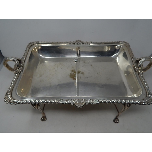 265 - Large C19th Silver on Copper Serving Dish/Warmer complete with stand & burner by The Alexander Clark... 