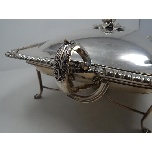 265 - Large C19th Silver on Copper Serving Dish/Warmer complete with stand & burner by The Alexander Clark... 